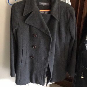 Kenneth Cole dark heather grey pea coat size 10